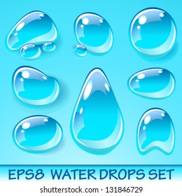 Vector Water Drops Icon Set