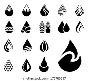 Vector Water Drops Icon Set 