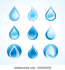 Vector Water Drops Icon Set
