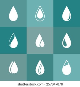 Vector Water Drops Icon Set