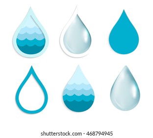 Conjunto de iconos de caídas de agua del vector