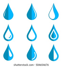 Vector Water Drops Icon Set vector illustration