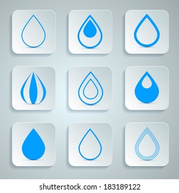 Vector Water Drops Icons Set 