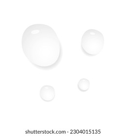 Vector water drops. Morning dew vector isolated on white background. Illustration of realistic rain, water drops on window, pure condensate liquid, splash on glass. vector illustration