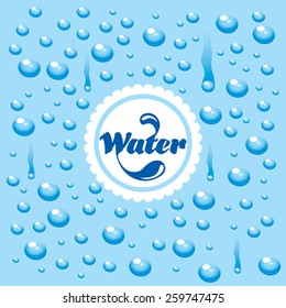 Vector water drops on blue background