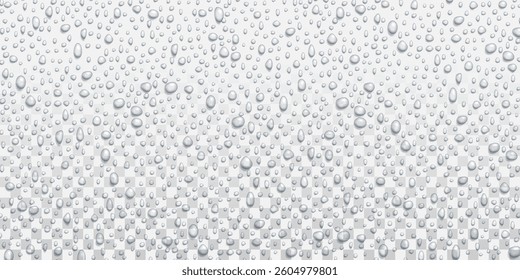 Vector Water drops on glass. Rain drops on transparent background.