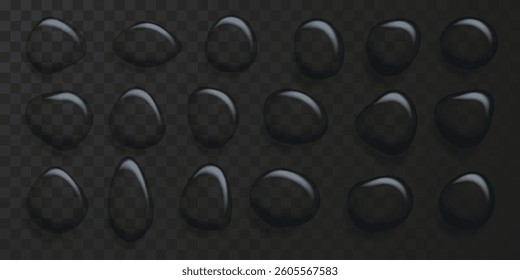 Vector Water drops on glass. Rain drops on transparent background.