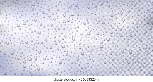 Vector Water drops on glass. Rain drops on transparent background.