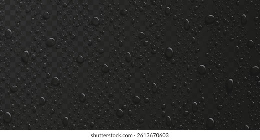 Vector Water drops on glass. Rain drops on transparent background.