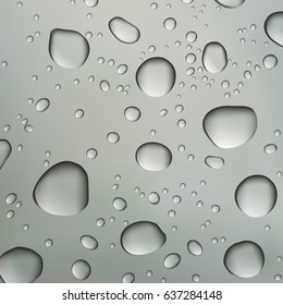 Vector water drops on glass surface. Can be used as background