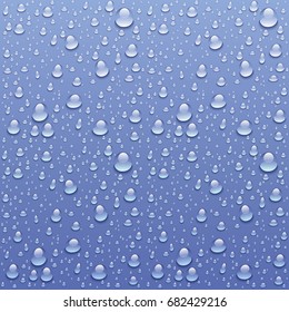 vector Water drops on glass. rain drops on clear window art