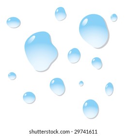 Vector Water Drops On A White Background
