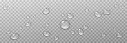 Vector Water Drops. PNG Drops, Condensation On The Window, On The Surface. Realistic Drops On An Isolated Transparent Background. PNG.