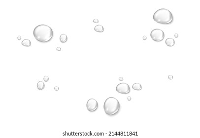 Gotas de agua vectorial. Gotas PNG, condensación en la ventana, en la superficie. Las gotas realistas sobre un fondo transparente aislado.