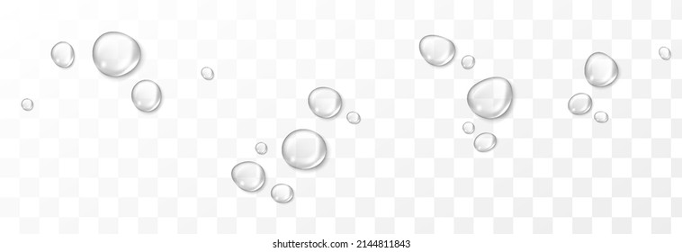 Vector Water Drops. PNG Drops, Condensation On The Window, On The Surface. Realistic Drops On An Isolated Transparent Background.