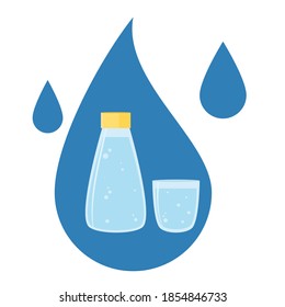 Vector of water drops to promote hydration and drinking more water