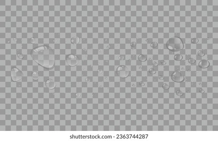 Vector water drops realistic isolated set on transparent background vector illustration.