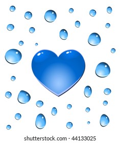 vector water drops set with heart shape