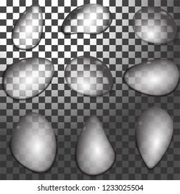 Vector water drops transparent background. Clean drop condensation illustration