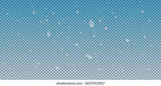 Vector water drops.Realistic drops of clean water for creative banner design isolated background. PNG.