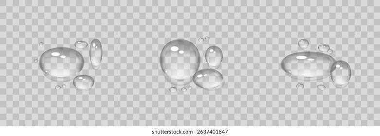 Vector water drops.Realistic raindrops.Bubbles, rain, water.EPS 10.