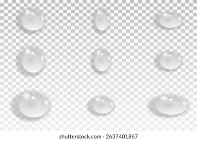Vector water drops.Realistic raindrops.Bubbles, rain, water.EPS 10.