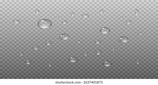 Vector water drops.Realistic raindrops.Bubbles, rain, water.EPS 10.