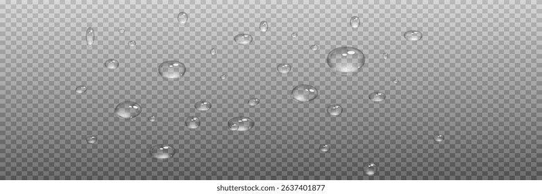Vector water drops.Realistic raindrops.Bubbles, rain, water.EPS 10.