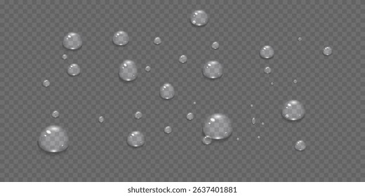 Vector water drops.Realistic raindrops.Bubbles, rain, water.EPS 10.