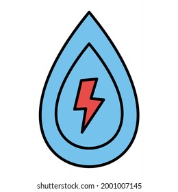 Diseño del icono de contorno relleno de energía del agua del vector
