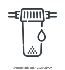 Vector water filter line icon isolated on transparent background. Clean water symbol