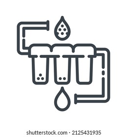 Icono de línea de filtro de agua vectorial aislado en fondo transparente. Símbolo de agua limpia