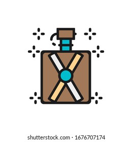 Vektorwasserflasche, Thermosflasche mit flacher Linie Symbol.