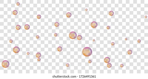 Se colocan burbujas de espuma de agua de vectores. Las burbujas de jabón son espumosas realistas con colores arcoiris. Ilustración vectorial sobre fondo aislado transparente.