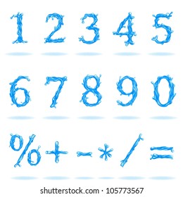 Vector Water Font Numbers