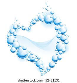 Vector water frame in the form of heart.