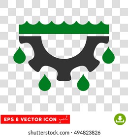 Vector Water Gear Drops EPS vector pictogram. Illustration style is flat iconic bicolor green and gray symbol on a transparent background.