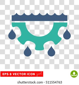 Vector Water Gear Drops EPS vector pictograph. Illustration style is flat iconic bicolor cobalt and cyan symbol on a transparent background.