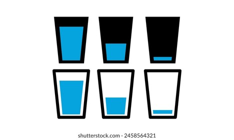 Vector Water Glasses Set. Vector flat editable illustration set