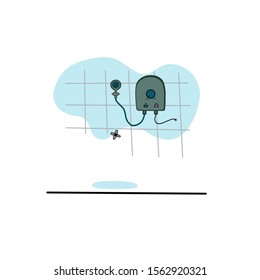 Vector of water heater and shower.