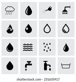 Vector water icon set on grey background