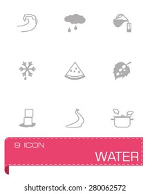 Vector Water icon set on grey background