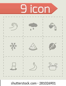 Vector Water icon set on grey background