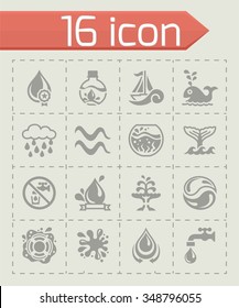 Vector Water icon set on grey background
