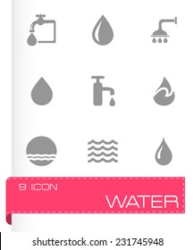 Vector water icons set on white background