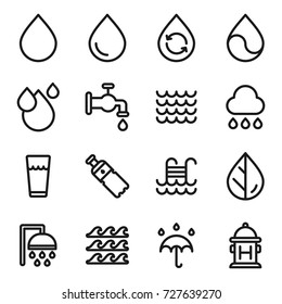 Vector water icons set on white background. Black. Vector illustration