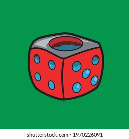 Vector Of Water Inside Dice and Green Background.