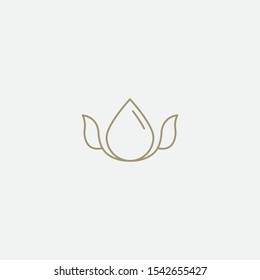vector water leaf. Abstract premium linear vector logotype