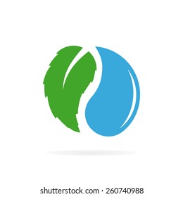  Vector water and leaf logo design