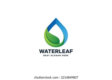 Vector Water Leaves Gradient Logo Vector Illustration